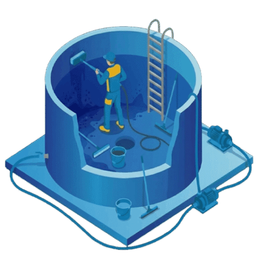 صورة لعامل يقوم بتنظيف خزان مياه